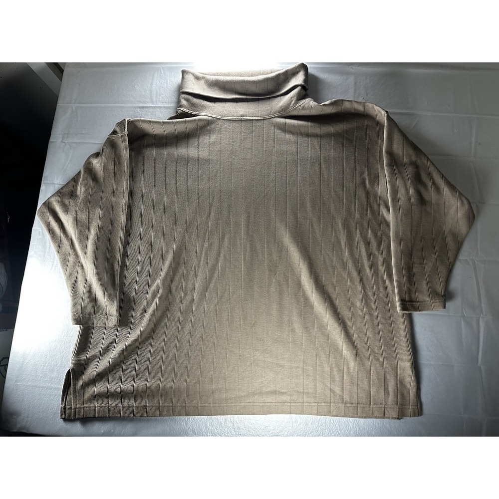 Giorgio Fiorelli Ribbed Turtleneck Sweater‎ Womens 1X Beige Long Sleeve Stretch